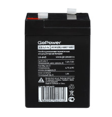 Аккумулятор свинцово-кислотный GoPower LA-645, 6В/4.5Ач