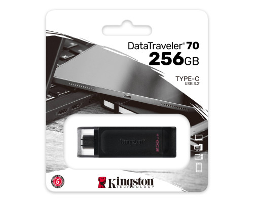 Накопитель USB Flash Drive Kingston 256B USB-C 3.2 Gen 1 DataTraveler 70 Накопитель USB Flash Drive Kingston 256B USB-C 3.2 Gen 1 DataTraveler 70