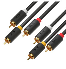 Кабель 3 х RCA / 3 х RCA , GOLD, 3 м, черный, GCR-51821