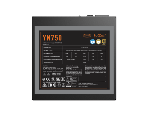 Блок питания 750 Вт PCCooler P5-YN750-G1F, черный Блок питания 750 Вт PCCooler P5-YN750-G1F, черный