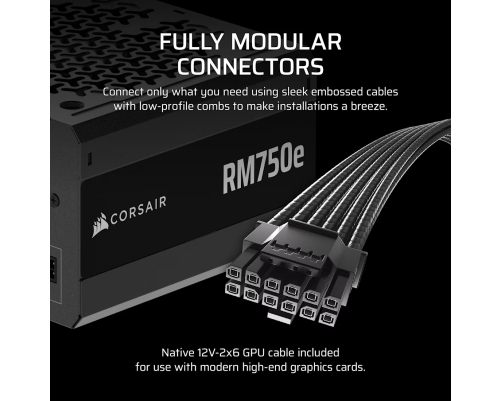 Блоки питания 750 Вт Corsair RM750e, черный Блоки питания 750 Вт Corsair RM750e, черный