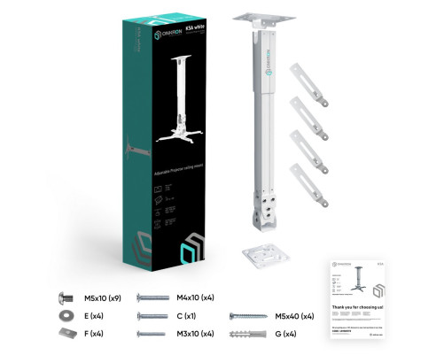 Кронштейн потолочный для проектора ONKRON K5A WHITE Кронштейн потолочный для проектора ONKRON K5A WHITE