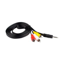 Кабель AUX GoPower Jack 3.5mm (m)-3xRCA (m), 1 м, черный
