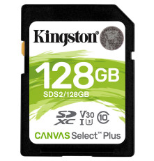 Карта памяти  Kingston 128GB SDXC Canvas Select Plus, C10, UHS-I U3 V30