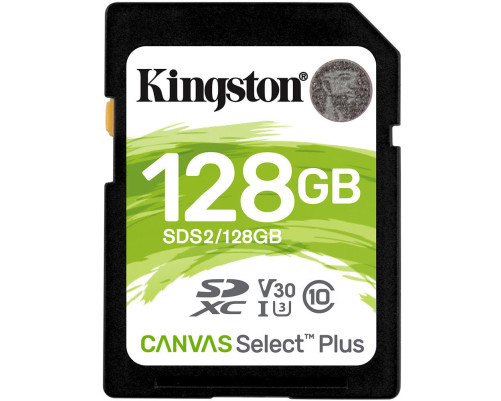 Карта памяти Kingston 128GB SDXC Canvas Select Plus, C10, UHS-I U3 V30 Карта памяти Kingston 128GB SDXC Canvas Select Plus, C10, UHS-I U3 V30