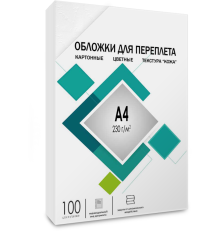 Обложки для переплета А4 "кожа" белые 100 шт, ГЕЛЕОС [CCA4W]
