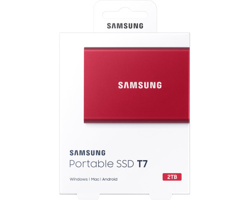 Внешний накопитель SSD Samsung T7, 2TB, USB 3.2 Gen2, красный