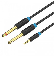 Кабель Vention  Jack 3,5 mm M/2Jack 6,5 mm M, 1 м, черный