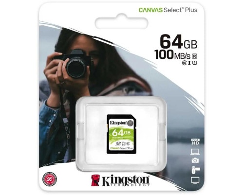 Карта памяти Kingston 64GB SDXC Canvas Select Plus, C10 UHS-I U1 V10 Карта памяти Kingston 64GB SDXC Canvas Select Plus, C10 UHS-I U1 V10