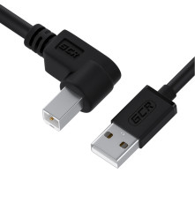 Кабель 1.0m USB 2.0, AM/BM угловой, черный, 28/28 AWG, экран, армированный, морозостойкий, GCR-UPC3M2-BB2S-1.0m