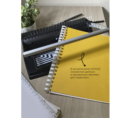 Пружины пластиковые 14 мм белые/черные (91-110 лист) 50+50 шт, ГЕЛЕОС [BCA4-14WB]