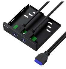 Планка в корпус отсек 3.5" USB 3.0, 1 порт 20pin на 2 внешних порта, 0.58m, черный, GCR-20P2UF3