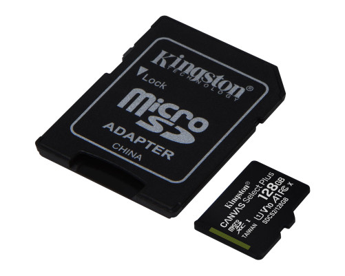 Карта памяти Kingston 128GB microSDXC Canvas Select Plus, Class 10, U1, V10 с адаптером Карта памяти Kingston 128GB microSDXC Canvas Select Plus, Class 10, U1, V10 с адаптером