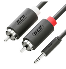 Кабель-переходник 3 м Jack 3,5mm/2 х RCA , черный, M/M, GCR-51725
