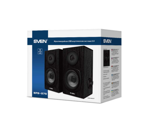 Акустическая система 2.0 SVEN SPS-575, USB, 2x3 Вт(RMS), чёрный