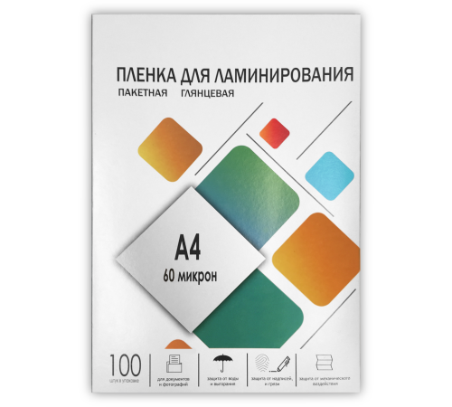 Пленка для ламинирования A4, 216х303 (60 мкм) глянцевая 100шт, ГЕЛЕОС [LPA4-60]
