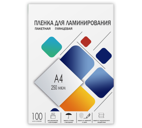 Пленка для ламинирования A4, 216х303 (250 мкм) глянцевая 100шт, ГЕЛЕОС [LPA4-250]