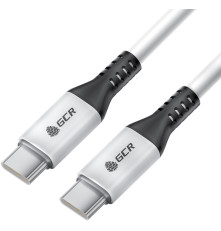 Кабель 1.0m Type C-C, для MacBook 18W, белый/черный , GCR-53122