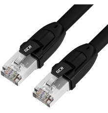Патч-корд прямой PROF кат.8, F/FTP, 10 м, CU, 26 AWG, литой, черный, экранированные коннекторы, GCR-52351