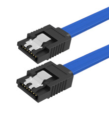 Кабель интерфейсный SATA III - SATA III, 0.5 м,  26 AWG, с металлическим фиксатором, синий