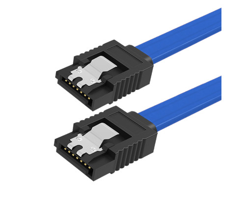 Кабель интерфейсный SATA III - SATA III, 0.5 м, 26 AWG, с металлическим фиксатором, синий Кабель интерфейсный SATA III - SATA III, 0.5 м, 26 AWG, с металлическим фиксатором, синий