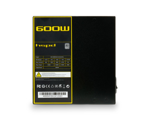 Блок питания 600 Вт HSPD HSK-600WN-BK Блок питания 600 Вт HSPD HSK-600WN-BK