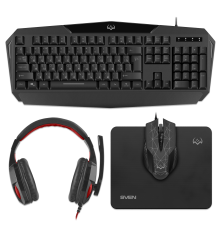 Игровой набор (клавиатура/мышь/гарнитура/коврик) SVEN GS-4300 (104 кл.+12Fn, 8 смен. кл., 200-4800dpi)