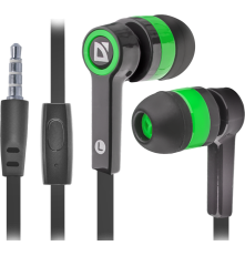 Гарнитура для смартфонов Defender Pulse 420 черный + зеленый, вставки