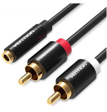 Кабель Vention Jack 3,5 mm F/2RCA M, 2 м, черный