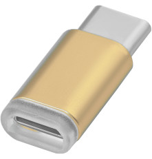 Переходник USB TypeC-microUSB 2.0, M/F, Greenconnect, золотистый, GCR-UC3U2MF-G