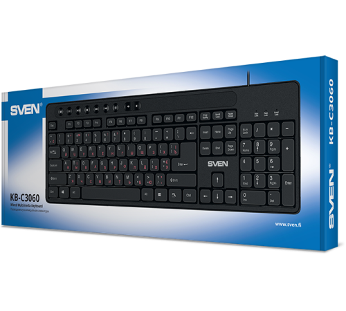 Клавиатура проводная SVEN KB-C3060, 113 клавиш, USB, черная