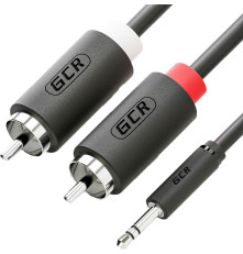 Кабель jack 3,5mm/2 х RCA , 1 м, черный, M/M, GCR-51723