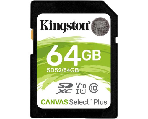 Карта памяти Kingston 64GB SDXC Canvas Select Plus, C10 UHS-I U1 V10 Карта памяти Kingston 64GB SDXC Canvas Select Plus, C10 UHS-I U1 V10