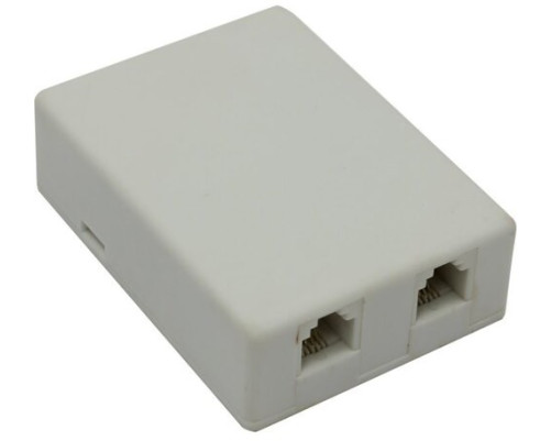 Розетка телефонная на 2 порта RJ-11 6р4с, накладная, белая, GA-TLUS-023 Розетка телефонная на 2 порта RJ-11 6р4с, накладная, белая, GA-TLUS-023