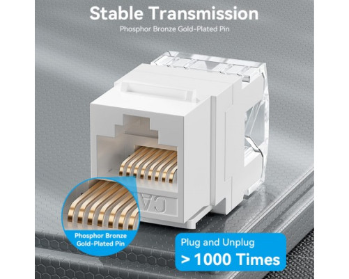 Модуль Vention Keystone Jack Cat.6, 180 °, белый Модуль Vention Keystone Jack Cat.6, 180 °, белый