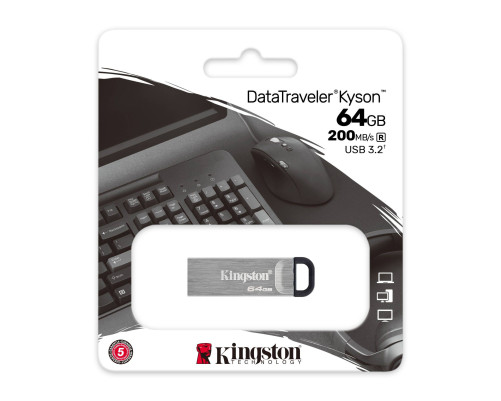 Накопитель USB Flash Drive Kingston 64 GB DataTraveler Kyson, серебристый Накопитель USB Flash Drive Kingston 64 GB DataTraveler Kyson, серебристый