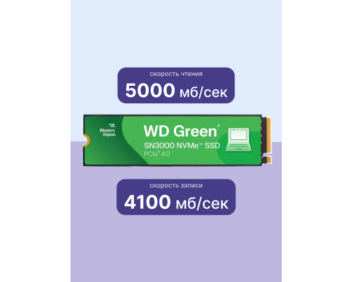 Твердотельный накопитель Western Digital Green SN3000, 500GB, M.2(22x80mm) Твердотельный накопитель Western Digital Green SN3000, 500GB, M.2(22x80mm)