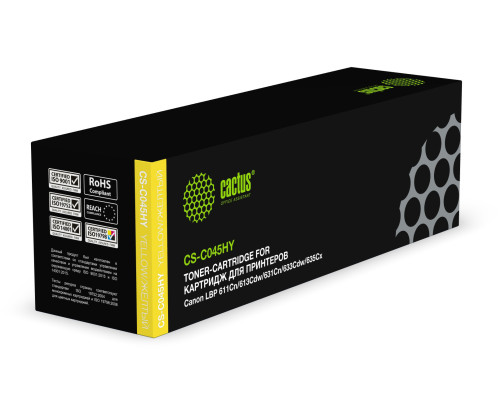 Картридж Cactus CS-C045HY 045 H Y для Canon LBP 611Cn/613Cdw/631Cn/633Cdw, желтый (2200 стр.) Картридж Cactus CS-C045HY 045 H Y для Canon LBP 611Cn/613Cdw/631Cn/633Cdw, желтый (2200 стр.)