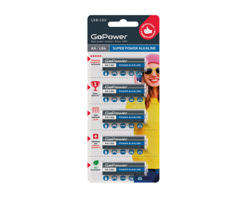 Элемент питания GoPower LR6 AA BL5 Alkaline 1.5V (5 шт.) Элемент питания GoPower LR6 AA BL5 Alkaline 1.5V (5 шт.)