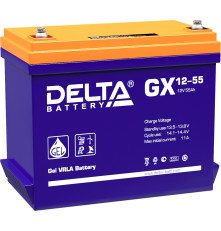 Аккумулятор свинцово-кислотный DELTA GX 12-55, 12В/55Ач

