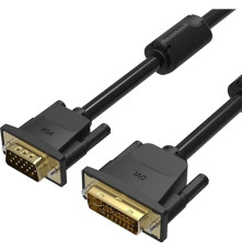 Кабель Vention DVI-I Dual link 24+5M/VGA 15M, ферритовое кольцо, 3м, черный