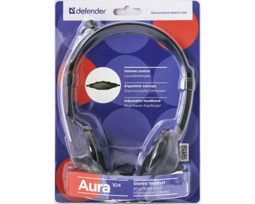 Гарнитура проводная Defender Aura 104, черный Гарнитура проводная Defender Aura 104, черный