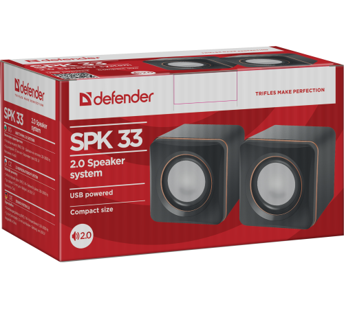 Акустическая система 2.0 Defender SPK 33, 5 Вт, питание от USB, черный
