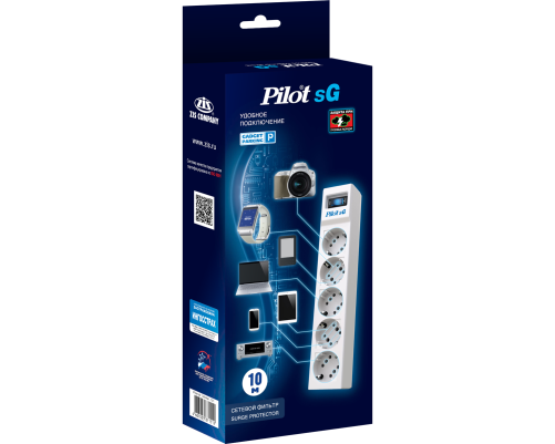 Сетевой фильтр Pilot SG5 5 outlets (GP), 10A / 2.2kVt, automatic circuit-breaker, 10 m Сетевой фильтр Pilot SG5 5 outlets (GP), 10A / 2.2kVt, automatic circuit-breaker, 10 m