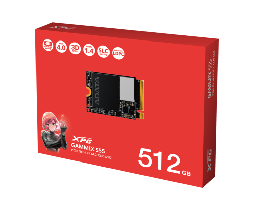 Твердотельный накопитель ADATA GAMMIX S55, 512GB, M.2(22x30mm)