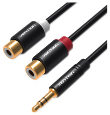 Переходник-разветвитель Vention гибкий Jack 3.5 mm M/2RCA F, 0.3 м, черный