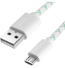 Кабель 1.0m USB 2.0, AM/microB 5pin, бело-зеленый, 28/24 AWG, поддержка функции быстрой зарядки, морозостойкий