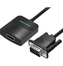 Мультимедиа конвертер Vention VGA + аудио > HDMI, гибкий, черный