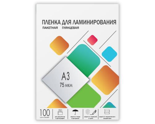 Пленка для ламинирования A3, 303х426 (75 мкм) глянцевая 100шт, ГЕЛЕОС [LPA3-75]