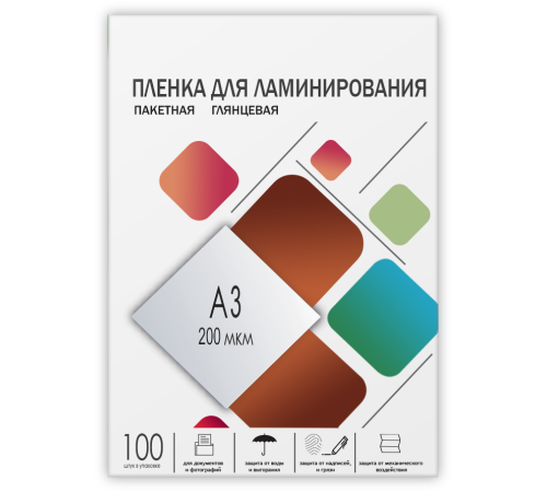 Пленка для ламинирования A3, 303х426 (200 мкм) глянцевая 100шт, ГЕЛЕОС [LPA3-200]